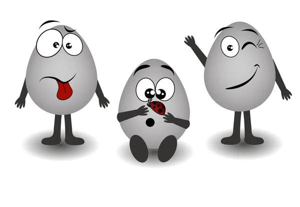 Three amusing eggs — Stock Vector