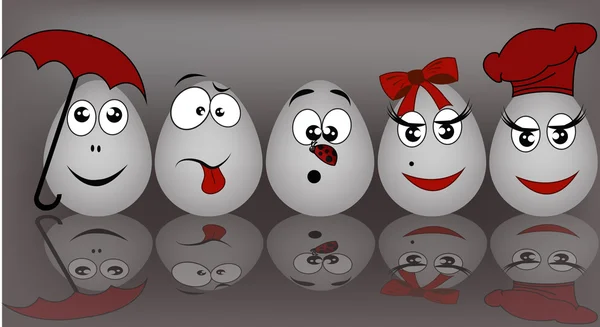Set amusing eggs — Stock Vector
