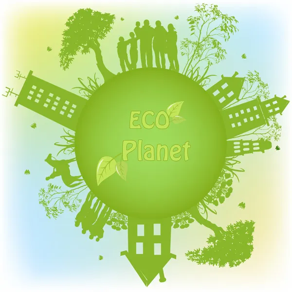 Green ecological planet — Stock Vector