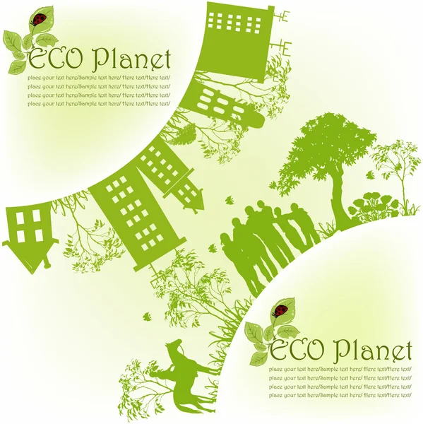 Planeta ecológico verde — Vector de stock