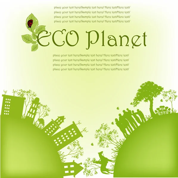 Planeta ecológico verde — Vetor de Stock
