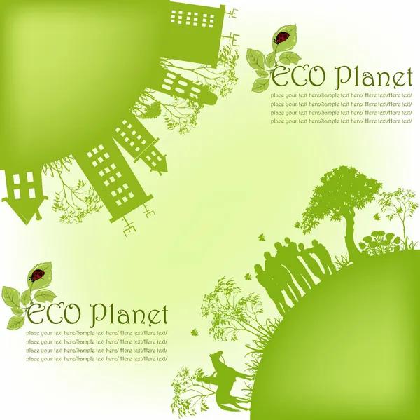 Zöld ökológiai bolygó Jogdíjmentes Stock Illusztrációk