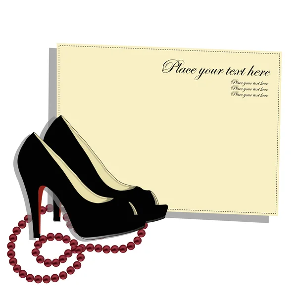 Belles chaussures avec des perles rouges — Image vectorielle