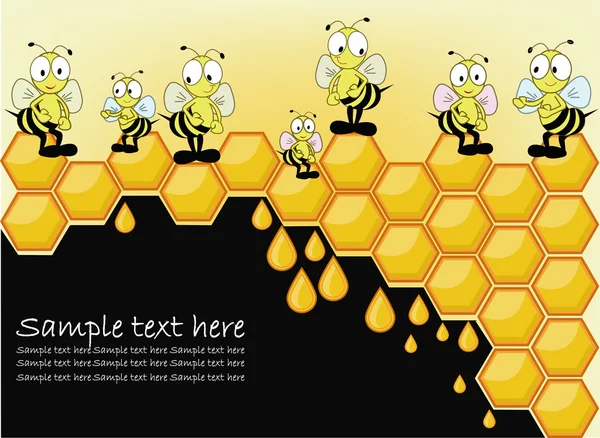 Pocztówka z Pszczoła honeycombs — Wektor stockowy