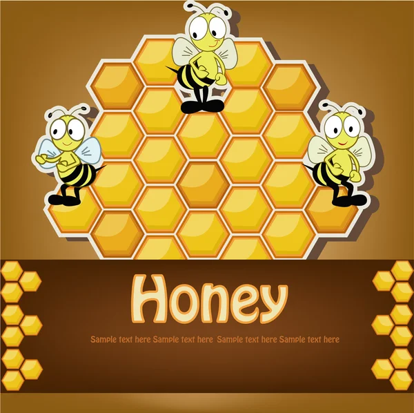 Vykort med ett bi honungskakor — Stock vektor