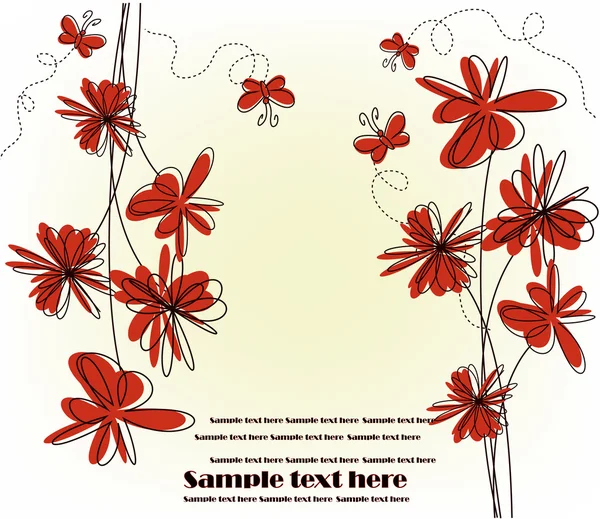 Carte festive aux fleurs rouges — Image vectorielle