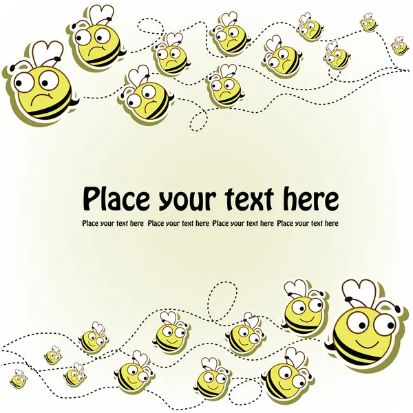 Carte postale avec une drôle d'abeille — Image vectorielle