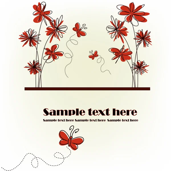 Carte festive aux fleurs rouges — Image vectorielle