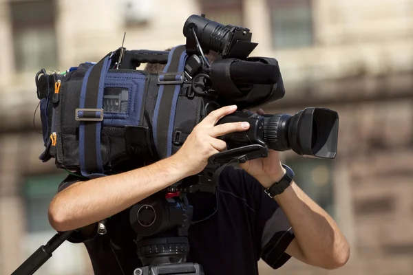 Cameraman in actie — Stockfoto
