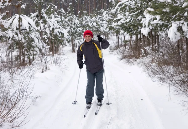 Muži lyžování — Stock fotografie