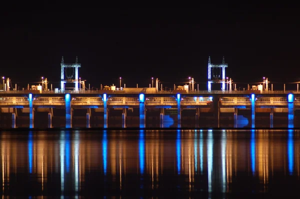 stock image Hydro-electric Dam at night