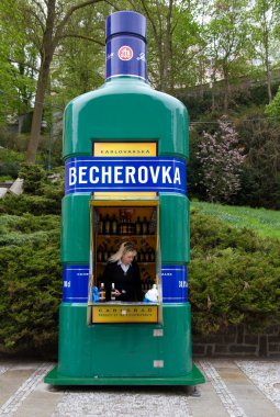 Czech Street famous shop Becherovka . clipart