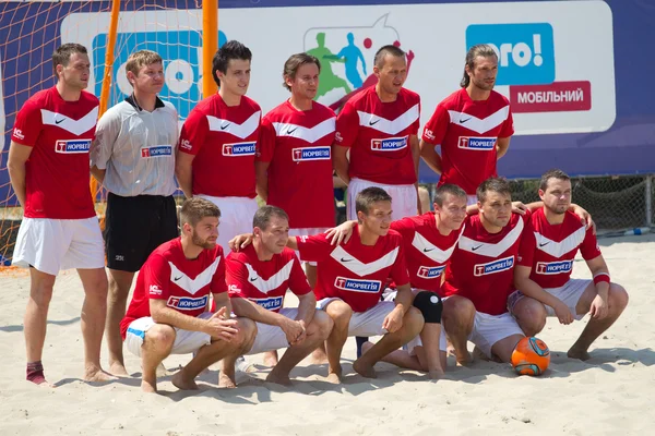 The championship of Ukraine on beach football in Hydropark.