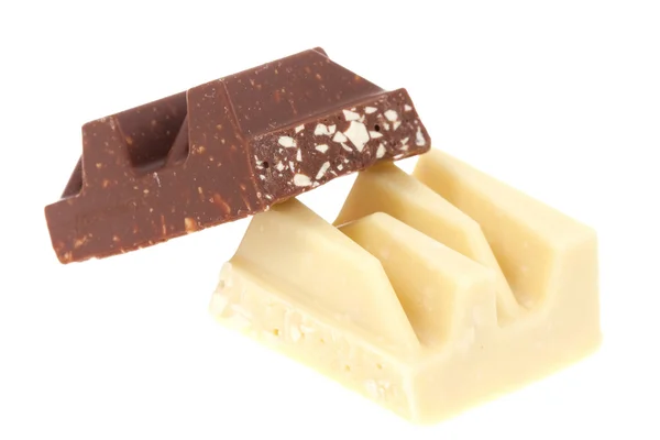 Beyaz ve kahverengi çikolata — Stok fotoğraf