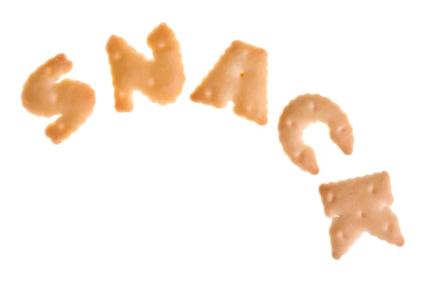 Tekst "snack" uit cookies — Stockfoto