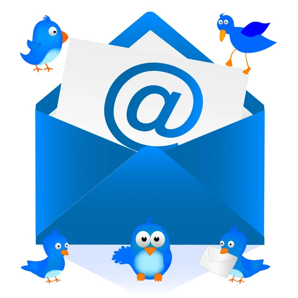 Blue Bird e e-mail — Vetor de Stock