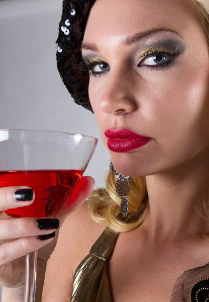 Beautiful Woman and her Martini — Stock Photo, Image