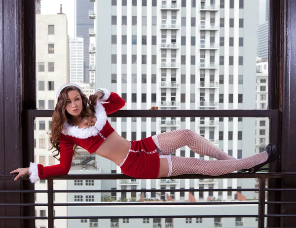 Beautiful Woman in Santa Outfit — Stock Photo, Image