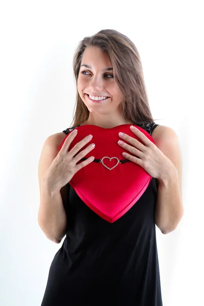 Pretty Brunette With her Valentine — Stock Photo, Image