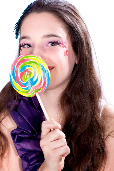 Menina bonita com maquiagem de doces — Fotografia de Stock