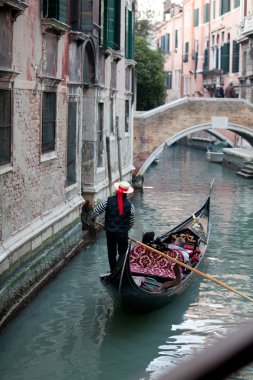 Gondolier and gondola clipart