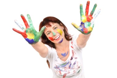 Beautiful woman with paint clipart