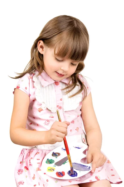 Little girl with palette — Stock Photo, Image