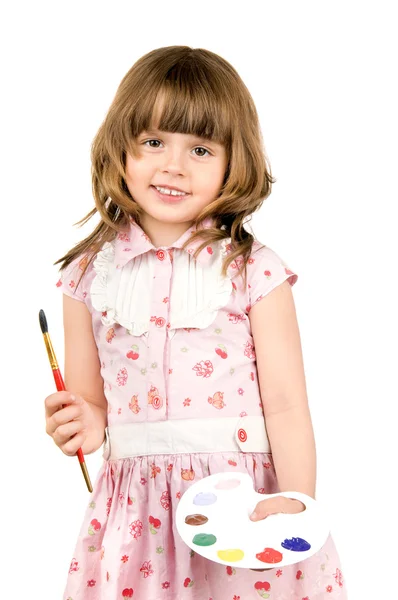 Little girl with palette — Stock Photo, Image