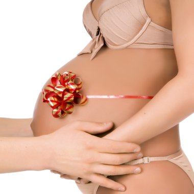 Big stomach pregnant girl clipart