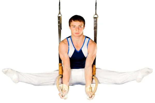 Gymnastka na bílém pozadí — Stock fotografie