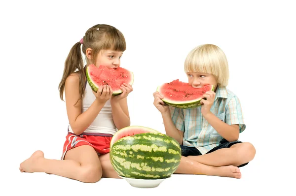 Children with watermelon — Stock Photo, Image