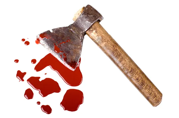 Instrumento de hacha del crimen en sangre de charco — Foto de Stock