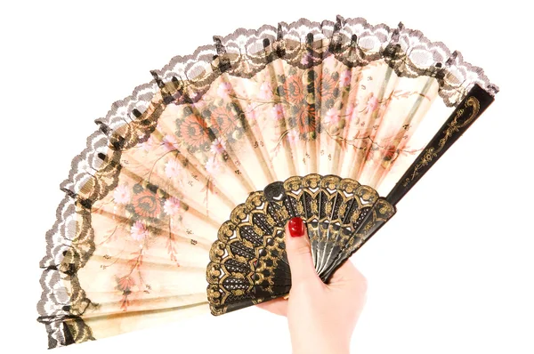 Hand with a fan — Stock Photo, Image