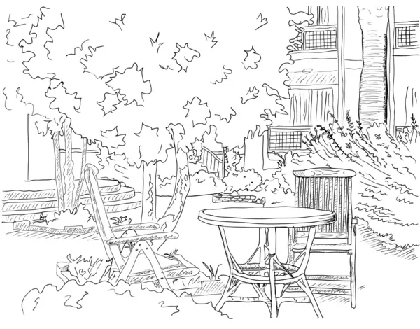 Кафе в саду — стоковый вектор