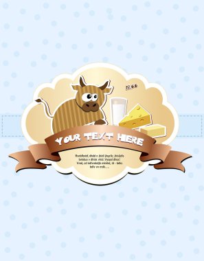 Card with ribbon and cow clipart