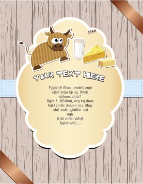 Wooden card with cow clipart