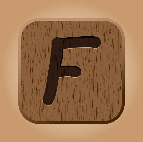 Рука намальована дерев'яна літера F . — стоковий вектор