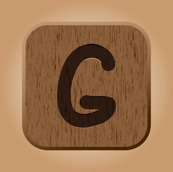 Hand drawn wooden letter G. — Stock Vector