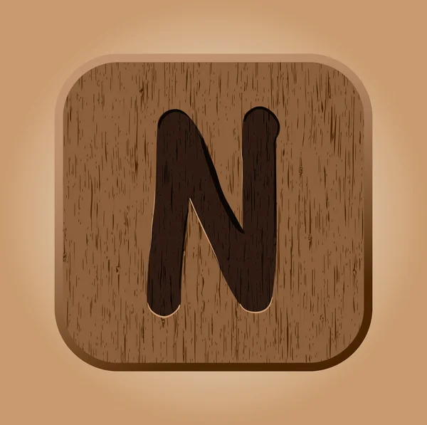 以手绘木制字母 n. — 图库矢量图片
