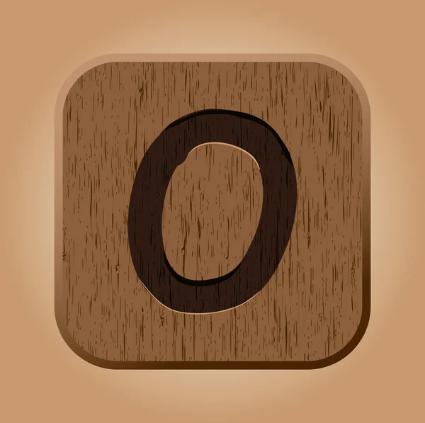 手工绘制的木制字母 o. — 图库矢量图片