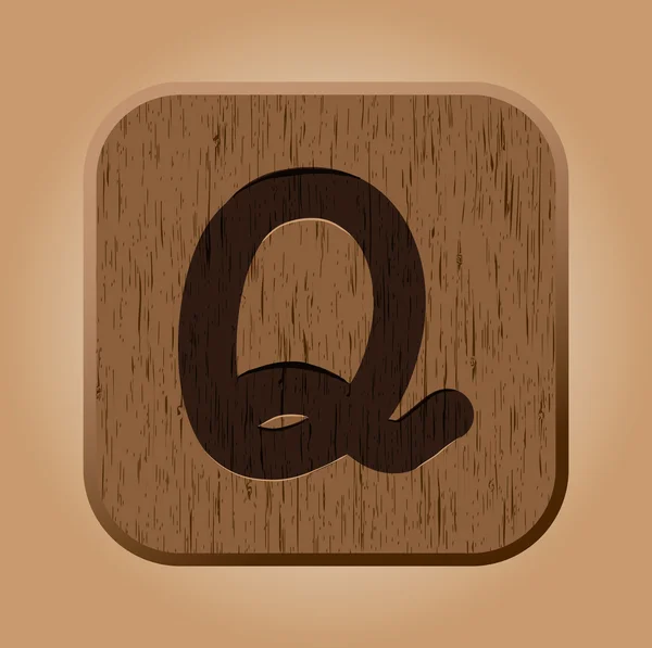 Рука намальована дерев'яна літера Q . — стоковий вектор