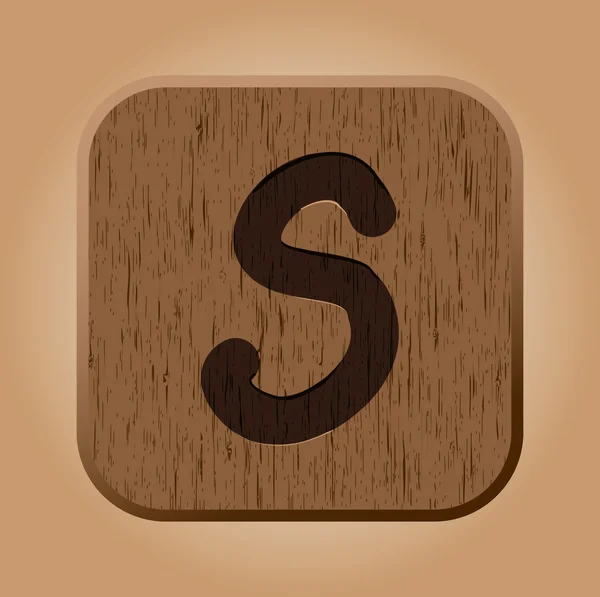 Dibujado a mano de madera letra s. — Stockvector