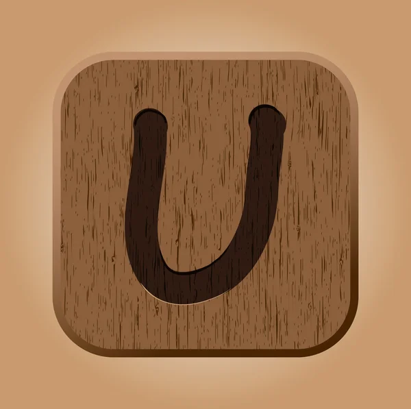 Деревянная буква U . — стоковый вектор
