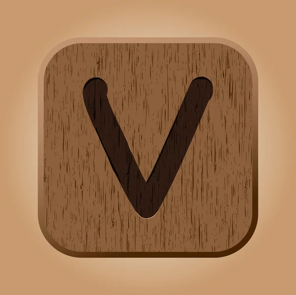 Carta de madera dibujada a mano V . — Vector de stock