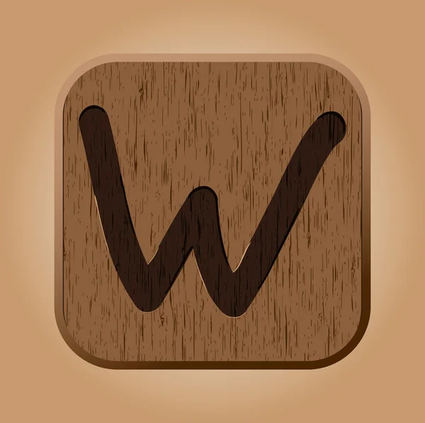 Рука намальована дерев'яна літера W . — стоковий вектор