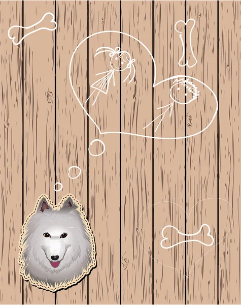 Cartão de madeira com cão dedicado — Vetor de Stock