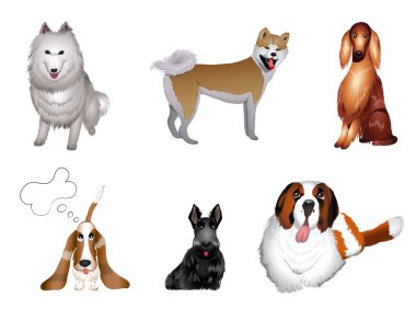 Set breeds of dog clipart