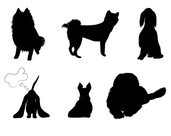 Silhouettes ensemble races de chiens — Image vectorielle