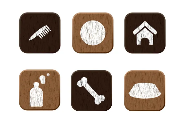Pet shop wooden icons set vector — Stock Vector