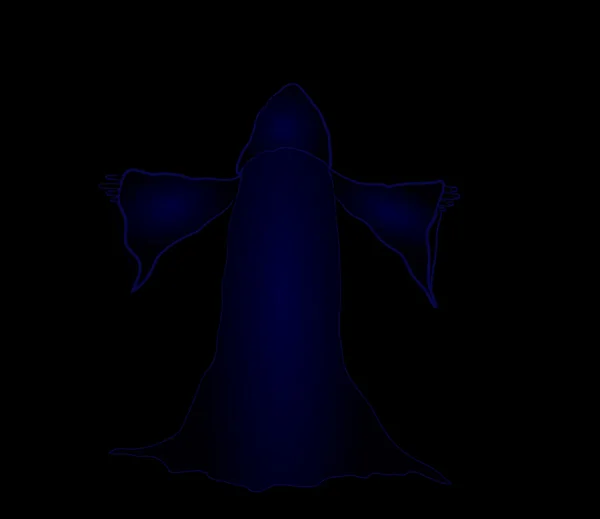 Illustrazione vettoriale silhouette di un mago . — Vettoriale Stock
